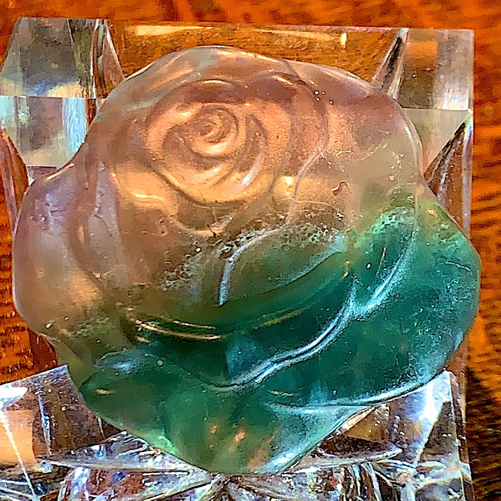 NATURAL FLUORITE MULTI COLOR ROSE CARVED